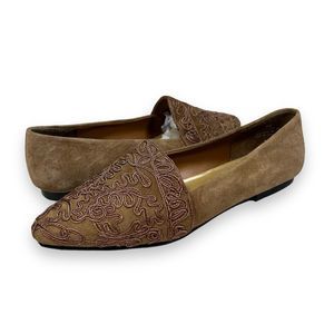 Mootsies Tootsies Suede‎ Almond Toe Flat Shoes Womens 8 Tan